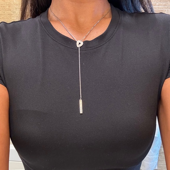 Gucci Lariat Sterling Silver Necklace Heart Key Chain 24'' - Picture 2 of 6